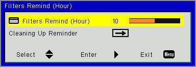 User Controls Auto Power Off (Min) Sets the countdown timer interval. The countdown timer will start, when there is no signal being sent to the projector.