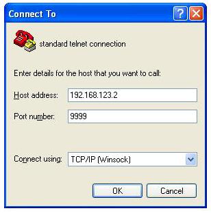Figure 2-E: Telnet Settings in Hyper Terminal Once the Telnet connection is established you will be prompted to Press Enter for Setup Mode.