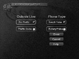 1. Display the System Setup menu. 2. Select the Telephone option to display the Telephone Setup menu (or press MENU 6-3). 3. Select the Touch Tone or the Rotary/Pulse option in the Phone Type list. 4.
