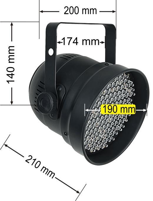 Product Specification Model: Showtec LED Par 56 Voltage: 240V-50Hz (CE) Fuse: 3,15A 250V Power: 15W Weight: 1,56 kg Minimum distance: Minimum distance from flammable surfaces: 0.