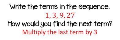 Name KEY Date Period Teacher What are sequences? They are a string of objects that follow a particular pattern. After 3 After 3 Geometric Sequences What is a geometric sequence?