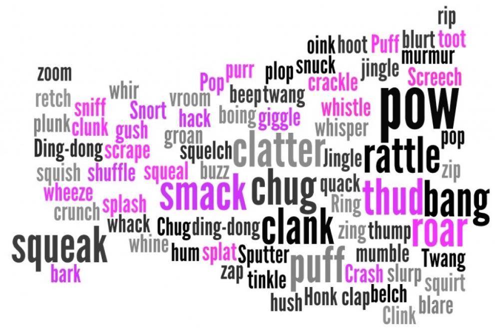 Here are some onomatopoeia words: Read the poem by