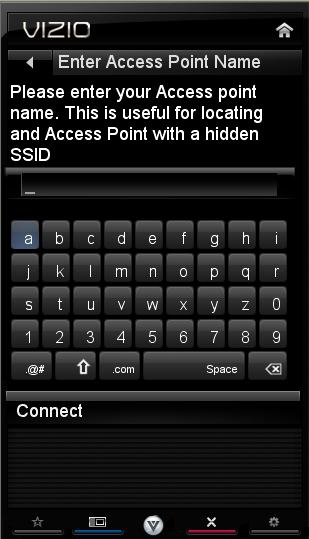 5 To connect to a wireless network whose network name (SSID) is not being broadcast: 1. Press the MENU button on the remote. The on-screen menu is displayed. 2.