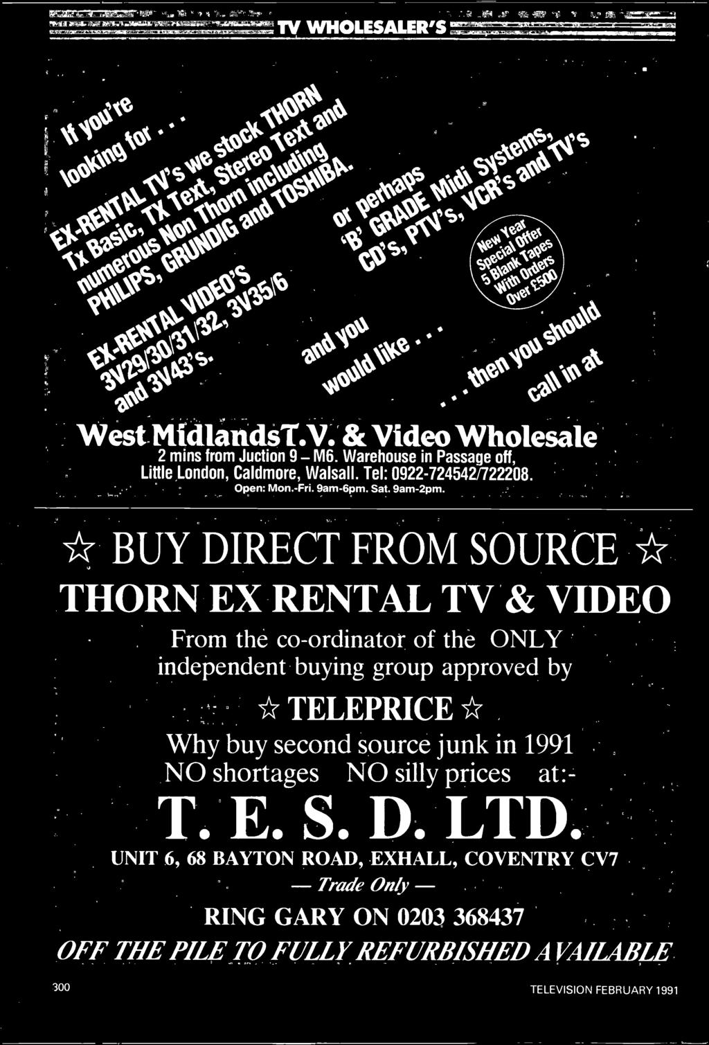 *TELEPRICE* Why buy second source junk in 1991 NO shortages NO silly prices at: - T E S D LTD UNIT 6, 68 BAYTON ROAD,