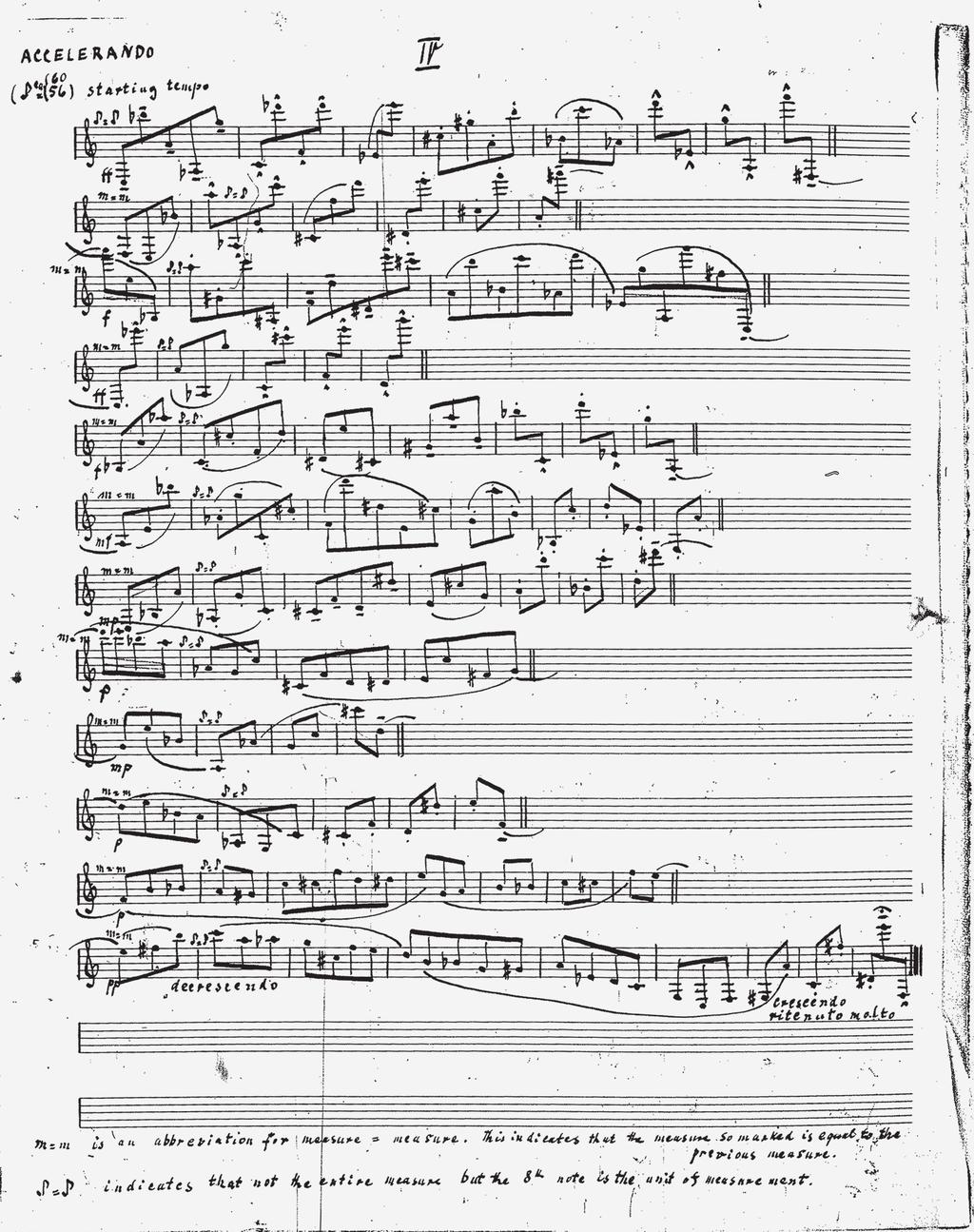 Suite for Clarinet I, fourth movement; manuscript held in the