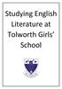 Studying English Literature at Tolworth Girls School