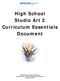High School Studio Art 2 Curriculum Essentials Document