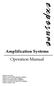 Amplification Systems Operation Manual