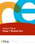 Lesson Plans: Stage 7 Module One