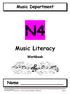 Music Department Music Literacy Workbook Name