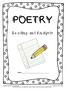 POETRY. Reading and Analysis. Name. For classroom use only by a single teacher. Please purchase one licensure per teacher using this product.