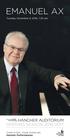 EMANUEL AX OPENING SEASON 2016/2017. Tuesday, December 6, 2016, 7:30 pm. Great Artists. Great Audiences. Hancher Performances.