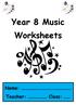 Year 8 Music Worksheets