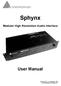 Sphynx Modular High Resolution Audio Interface User Manual