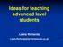 Ideas for teaching advanced level students