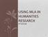 USING MLA IN HUMANITIES RESEARCH 8 TH EDITION