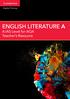 Brighter Thinking. ENGLISH LITERATURE A A /AS Level for AQA Teacher s Resource
