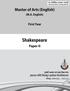 M.A. English (Paper-II) Shakespeare
