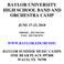 BAYLOR UNIVERSITY HIGH SCHOOL BAND AND ORCHESTRA CAMP