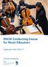 RNCM Conducting Course for Music Educators. Application Pack