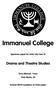 Immanuel College. Specimen paper for entry into Year 12. Drama and Theatre Studies. Time allowed: 1 hour Total Marks: 30