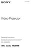 Video Projector. Operating Instructions VPL-VW350ES (1)
