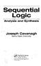 Sequential Logic. Analysis and Synthesis. Joseph Cavahagh Santa Clara University. r & Francis. TaylonSi Francis Group. , Boca.Raton London New York \