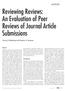 Reviewing Reviews: An Evaluation of Peer Reviews of Journal Article Submissions