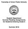 Township of Union Public Schools. English Department Summer Reading Assignments for Students Entering Grade 6