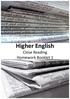 Higher'English' Close&Reading&& Homework&Booklet&1&