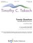 Timothy C. Takach. Twenty Questions. from Where Beauty Comes From