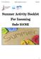 2 nde SIA: IGCSE Course English Language and Literature Summer Activity Booklet For Incoming 2nde IGCSE