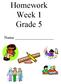 Homework Week 1 Grade 5. Name