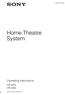 (2) Home Theatre System. Operating Instructions HT-AF5 HT-AS Sony Corporation