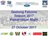 Geelong Falcons Season 2017 Presentation Night. 27 October 2017