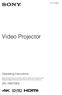 Video Projector. Operating Instructions VPL-VW270ES (1)