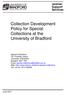 Collection Development Policy for Special Collections at the University of Bradford