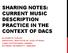 SHARING NOTES: CURRENT MUSIC DESCRIPTION PRACTICE IN THE CONTEXT OF DACS