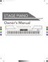 STAGE PIANO. Owner s Manual. 01 GrandPno 03 E.Piano 05 E.Piano 3 07 Clavi. 09 PercOrgn 11 ChurOrgn VOLUME