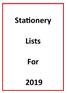 Stationery. Lists. For