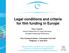 Legal conditions and criteria for film funding in Europe