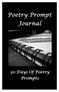 30 Day Poetry Prompt Journal. Local Gems Press