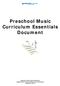 Preschool Music Curriculum Essentials Document