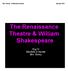Mrs. Shirey - Shakespeare Notes January 2019 The Renaissance Theatre & William Shakespeare