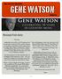 GENE WATSON. Message From Gene: May-June 2012 Newsletter. Volume 23. Hi Fans,