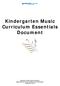 Kindergarten Music Curriculum Essentials Document